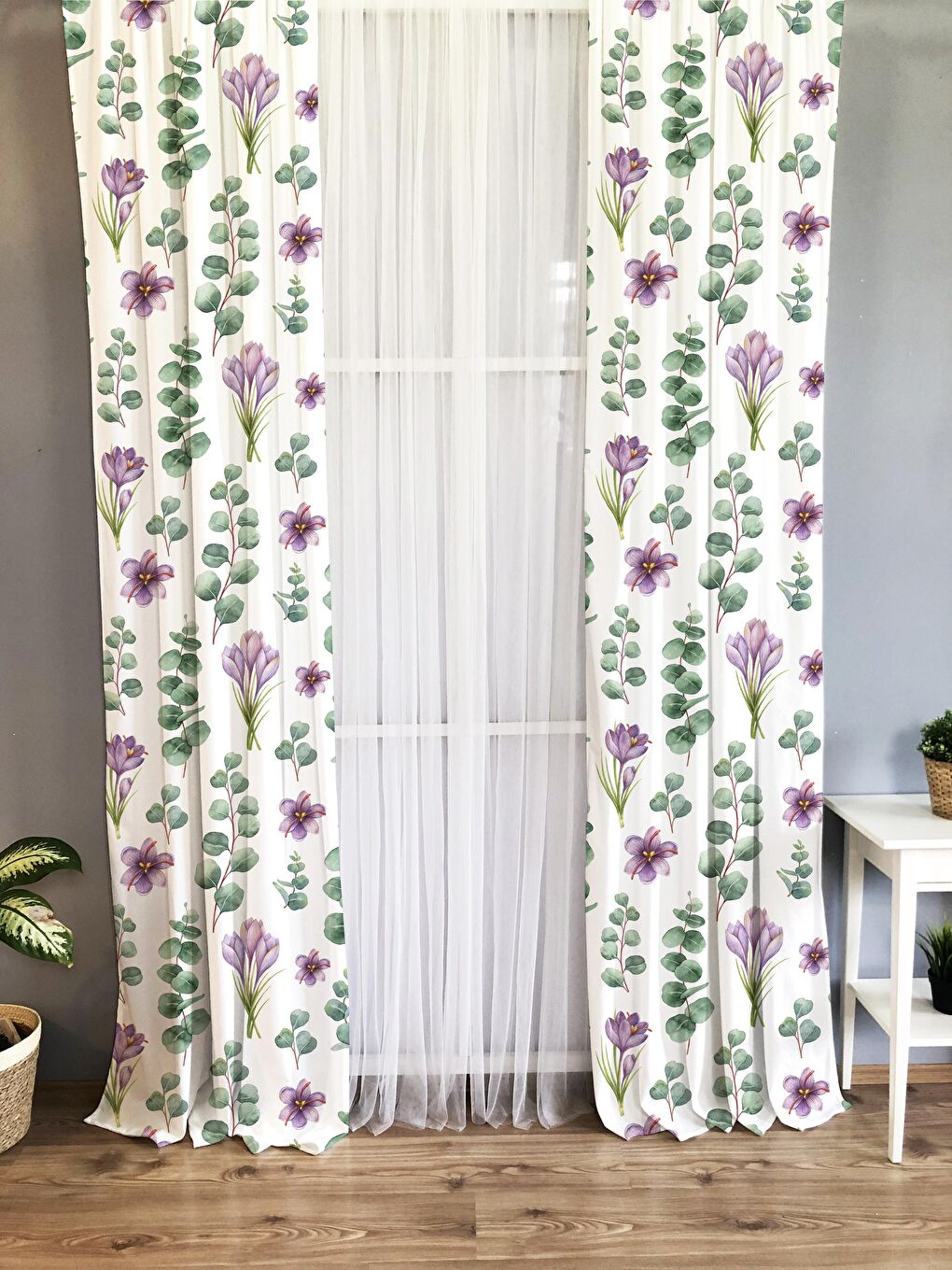 Karışık Çiçek Desenli Çocuk Ve Bebek Odası TEK KANAT Fon Perde