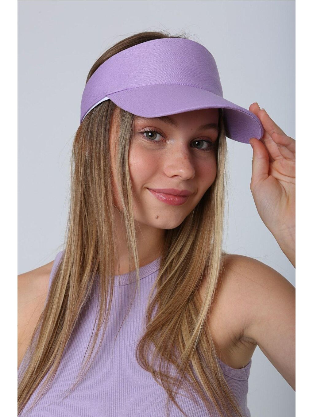 Kadın Vizör - Tenisçi - Golf / Siperlik Lila Şapka Spk13-2