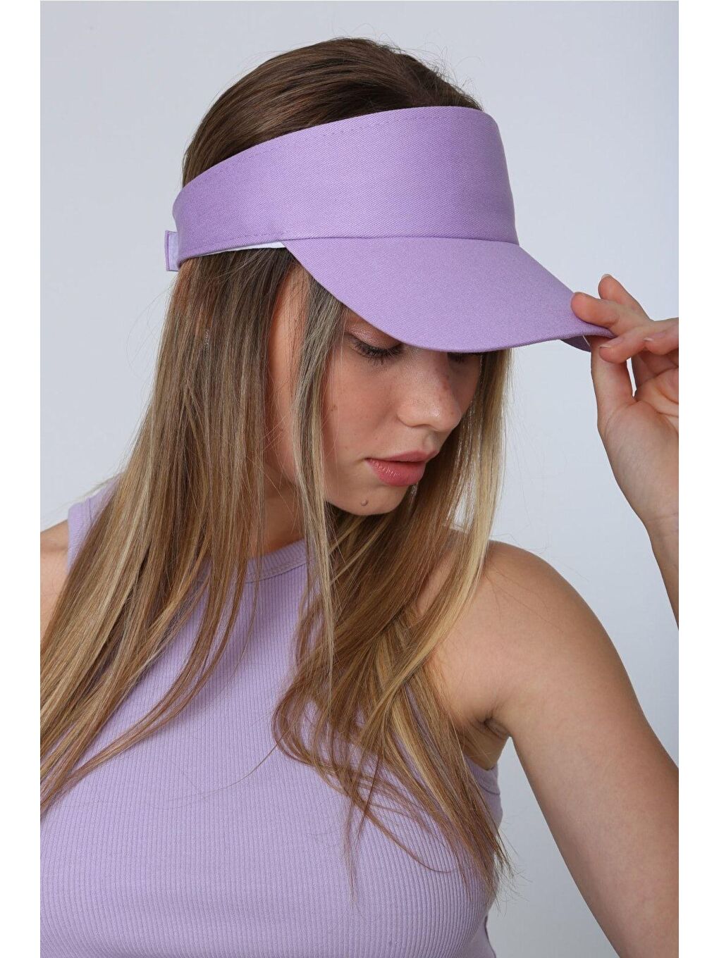 Kadın Vizör - Tenisçi - Golf / Siperlik Lila Şapka Spk13-3