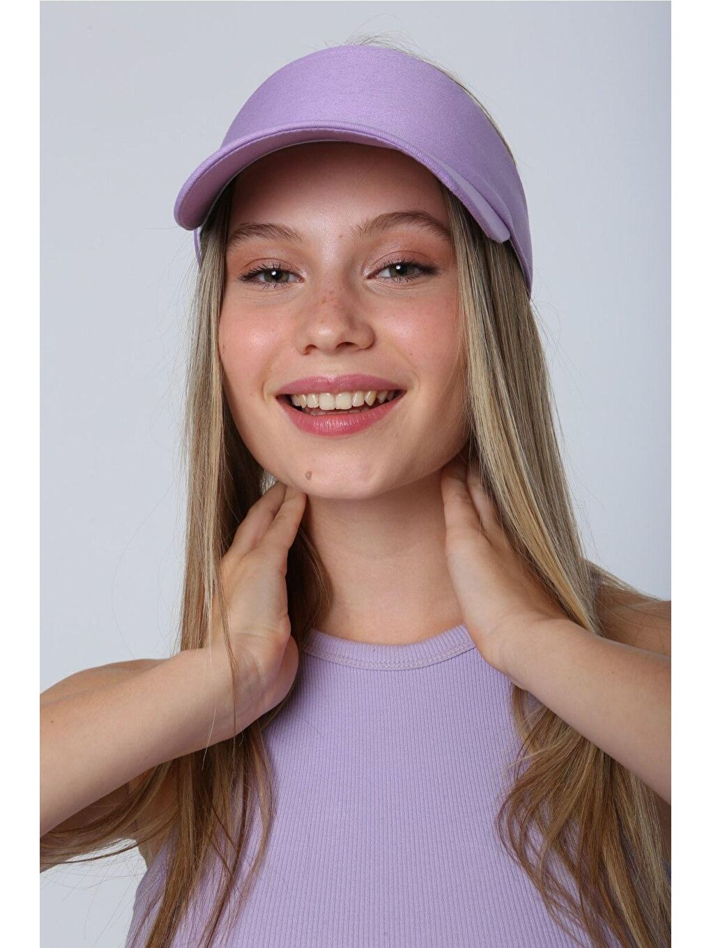 Kadın Vizör - Tenisçi - Golf / Siperlik Lila Şapka Spk13-4