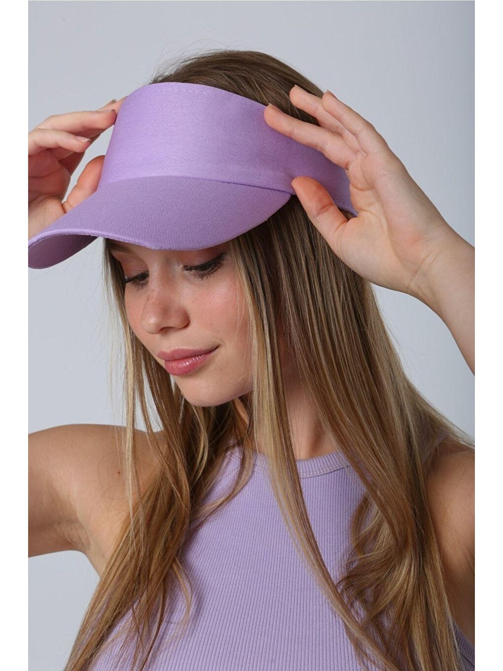 Kadın Vizör - Tenisçi - Golf / Siperlik Lila Şapka Spk13-5