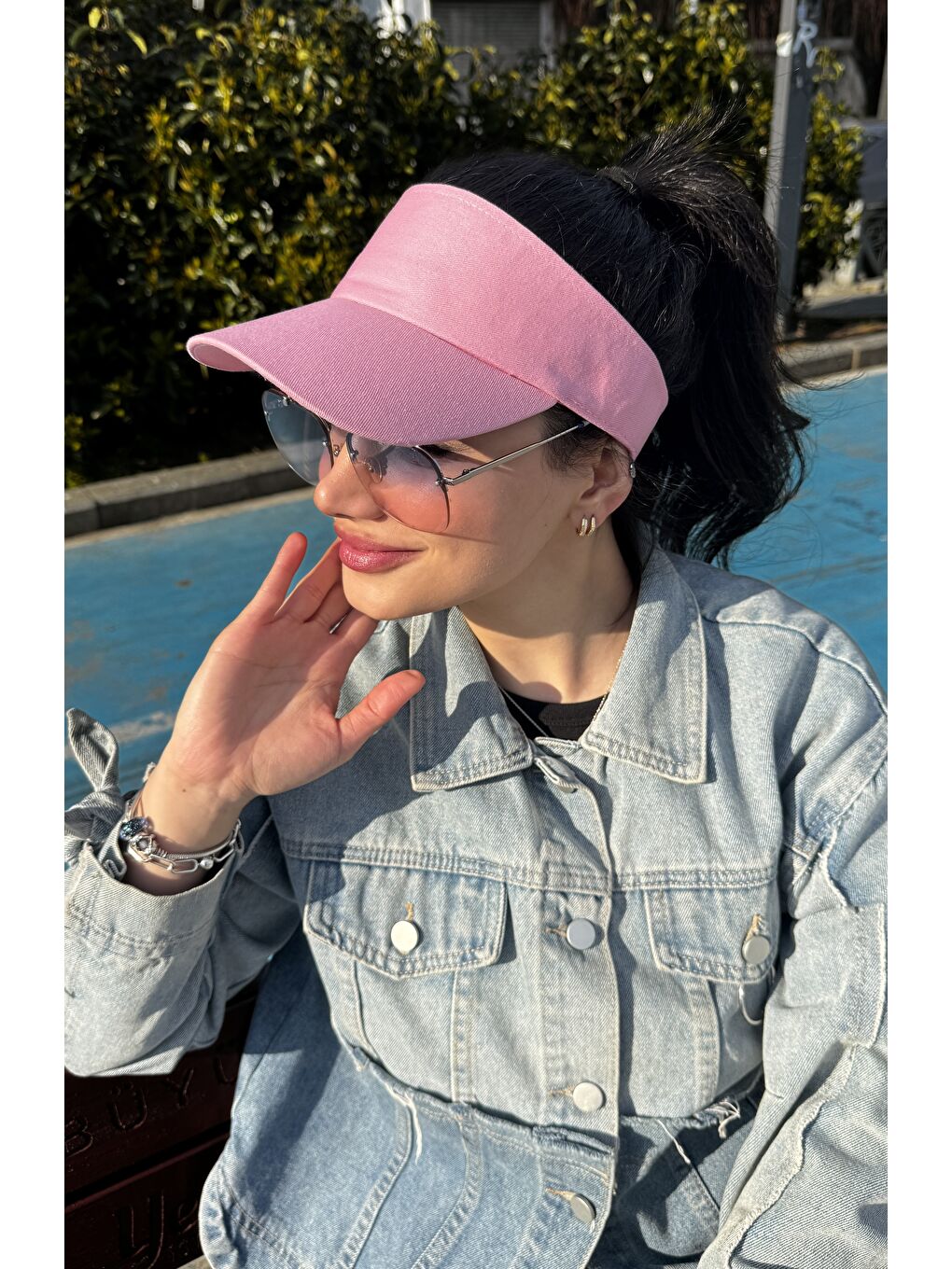 Kadın Vizör - Tenisçi - Golf / Siperlik Pembe Şapka Spk13-1