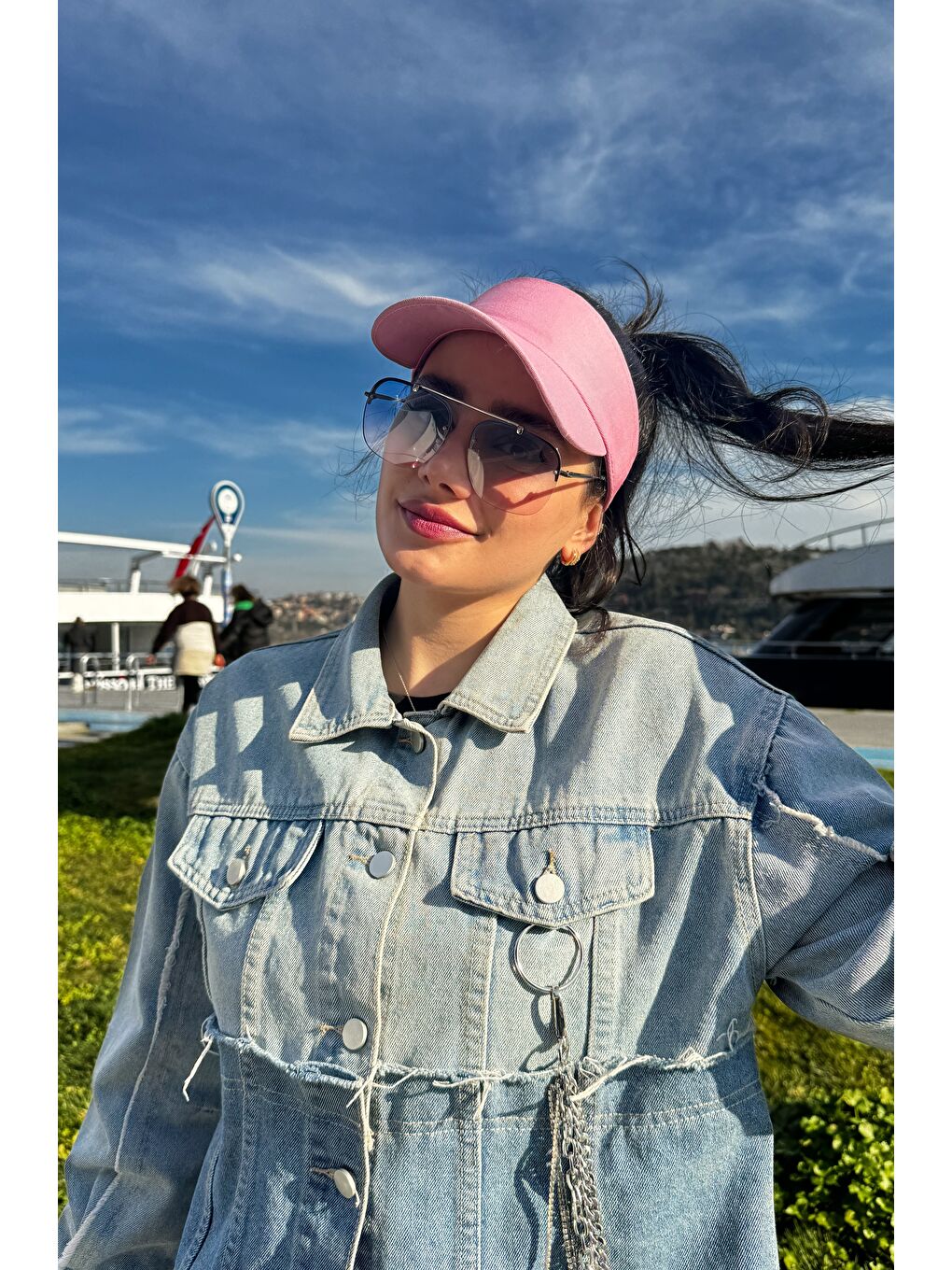 Kadın Vizör - Tenisçi - Golf / Siperlik Pembe Şapka Spk13-3