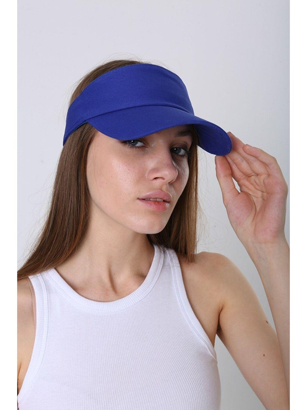 Kadın Vizör - Tenisçi - Golf / Siperlik Saks Mavisi Şapka Spk13-2