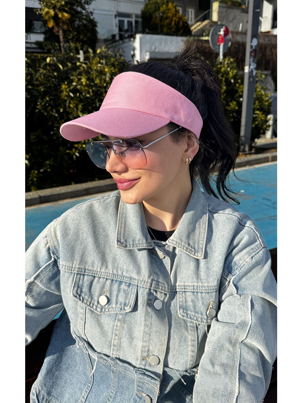 Kadın Vizör - Tenisçi - Golf / Siperlik Pembe Şapka Spk13-4