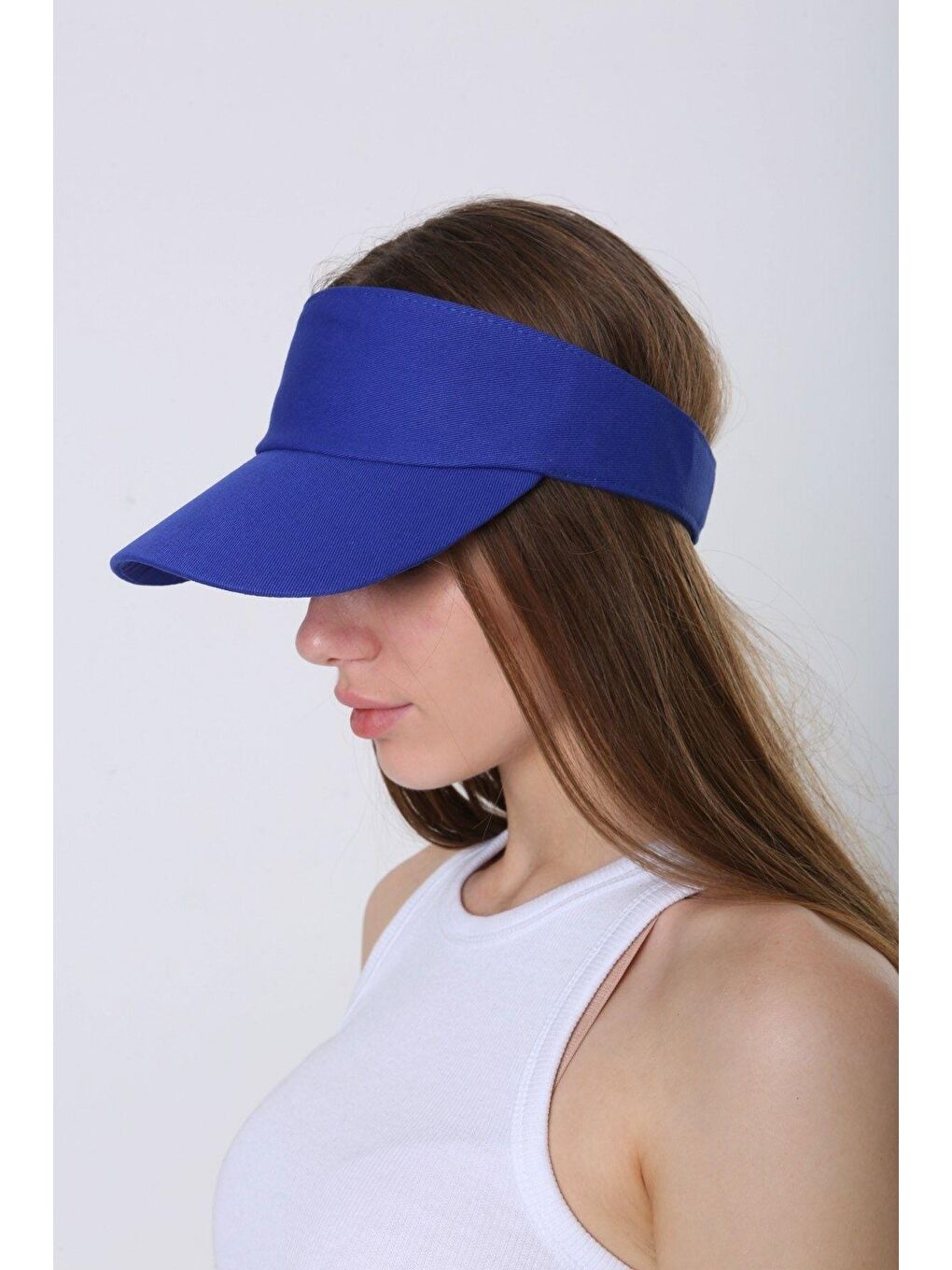Kadın Vizör - Tenisçi - Golf / Siperlik Saks Mavisi Şapka Spk13-5