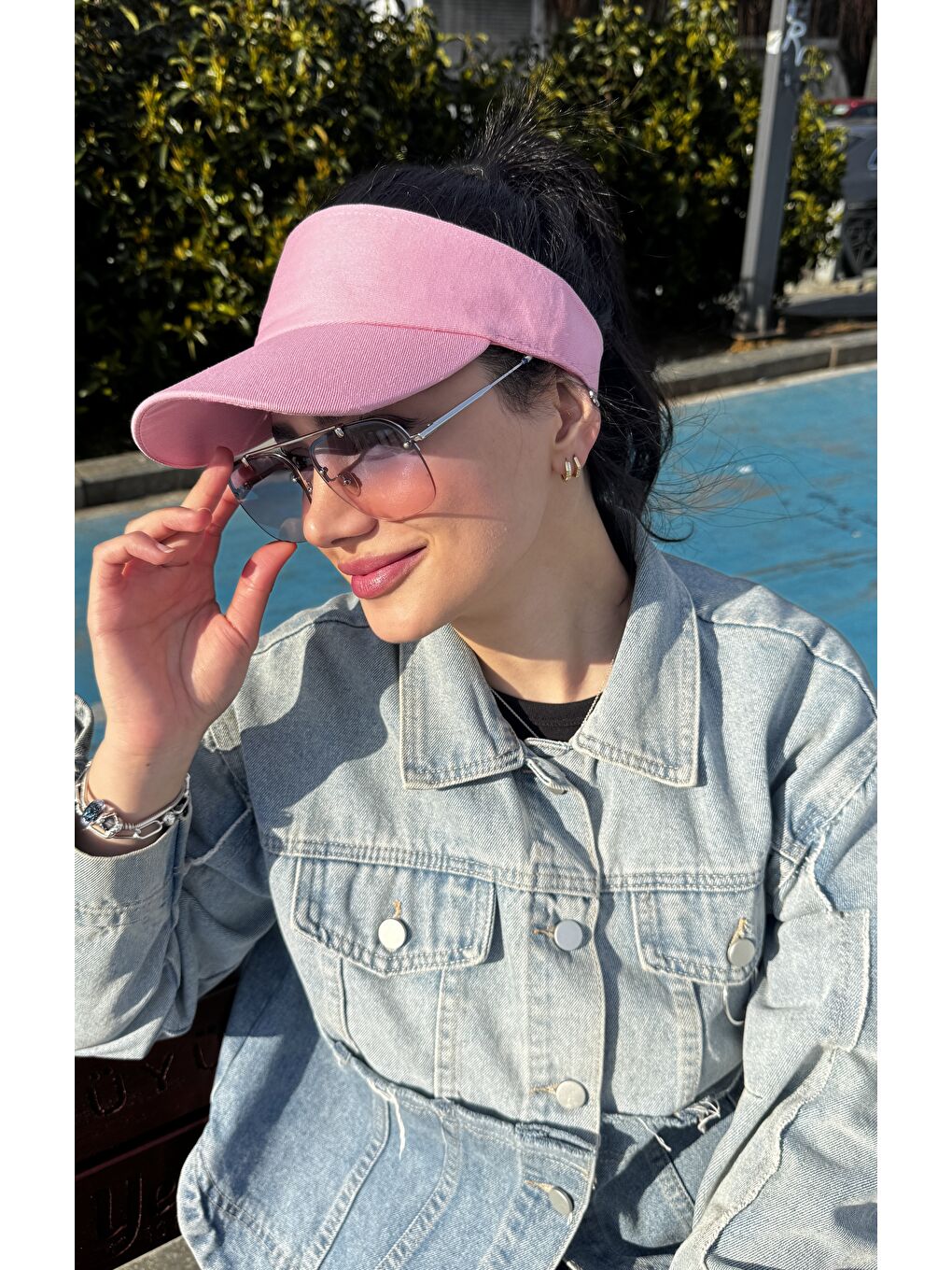 Kadın Vizör - Tenisçi - Golf / Siperlik Pembe Şapka Spk13-5