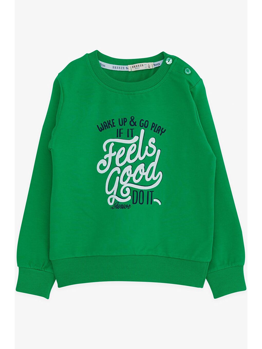 Breeze Yeşil Erkek Bebek Sweatshirt Yazı Baskılı Yeşil (2 Yaş)