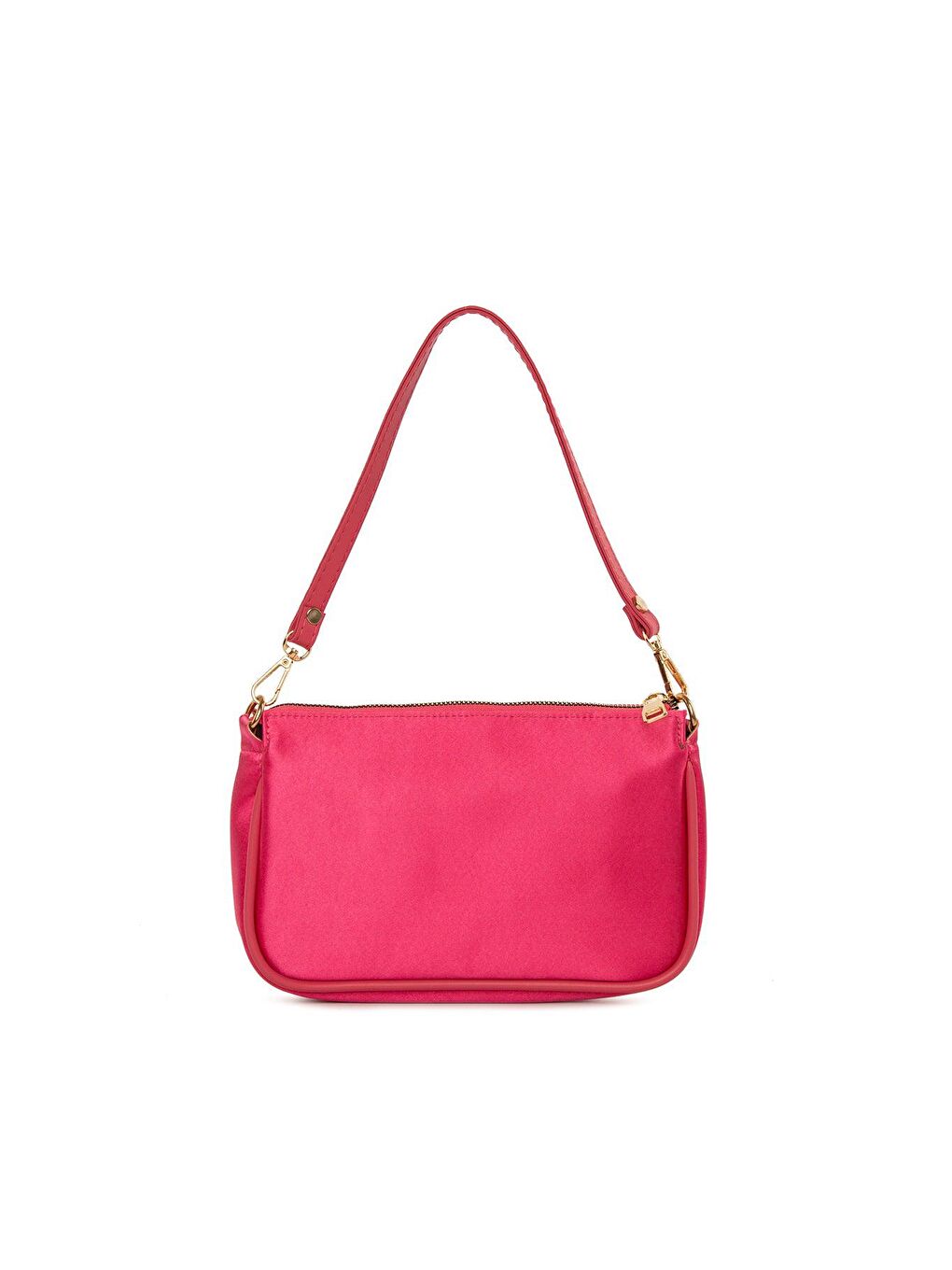 Fuşya Saten Fitilli Baget Çanta