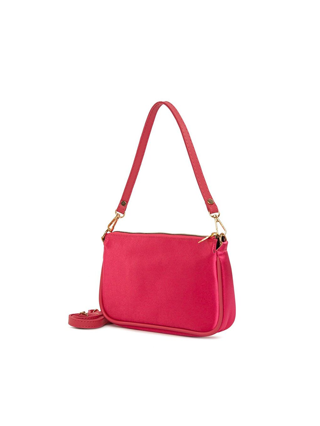 Fuşya Saten Fitilli Baget Çanta-1