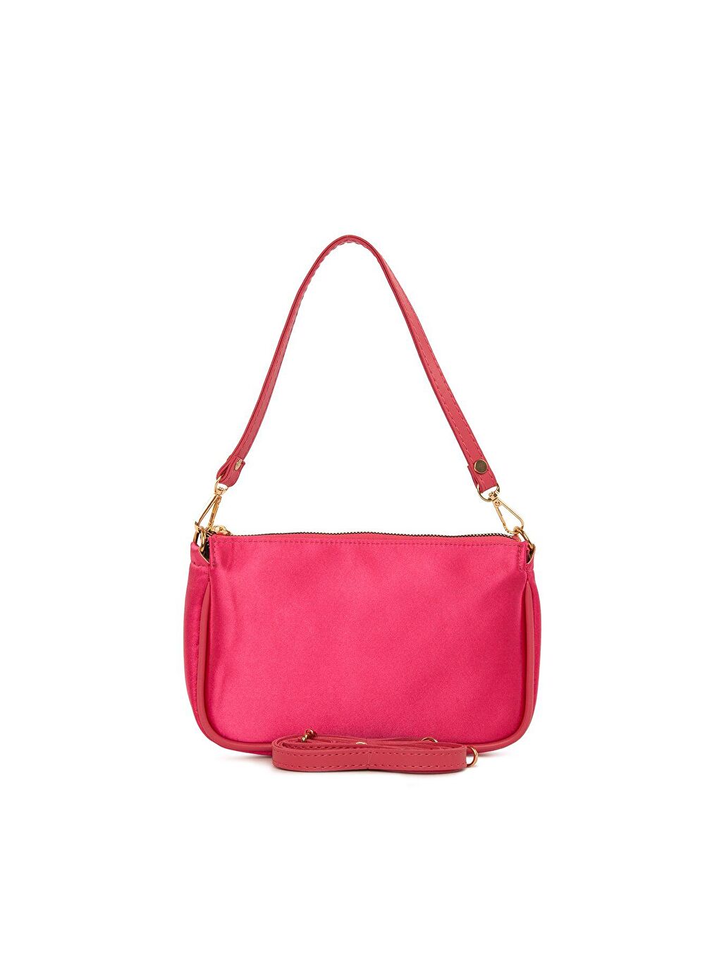 Fuşya Saten Fitilli Baget Çanta-2