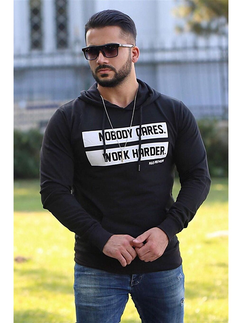 Siyah Baskılı kapüşonlu Sweatshirt 4098