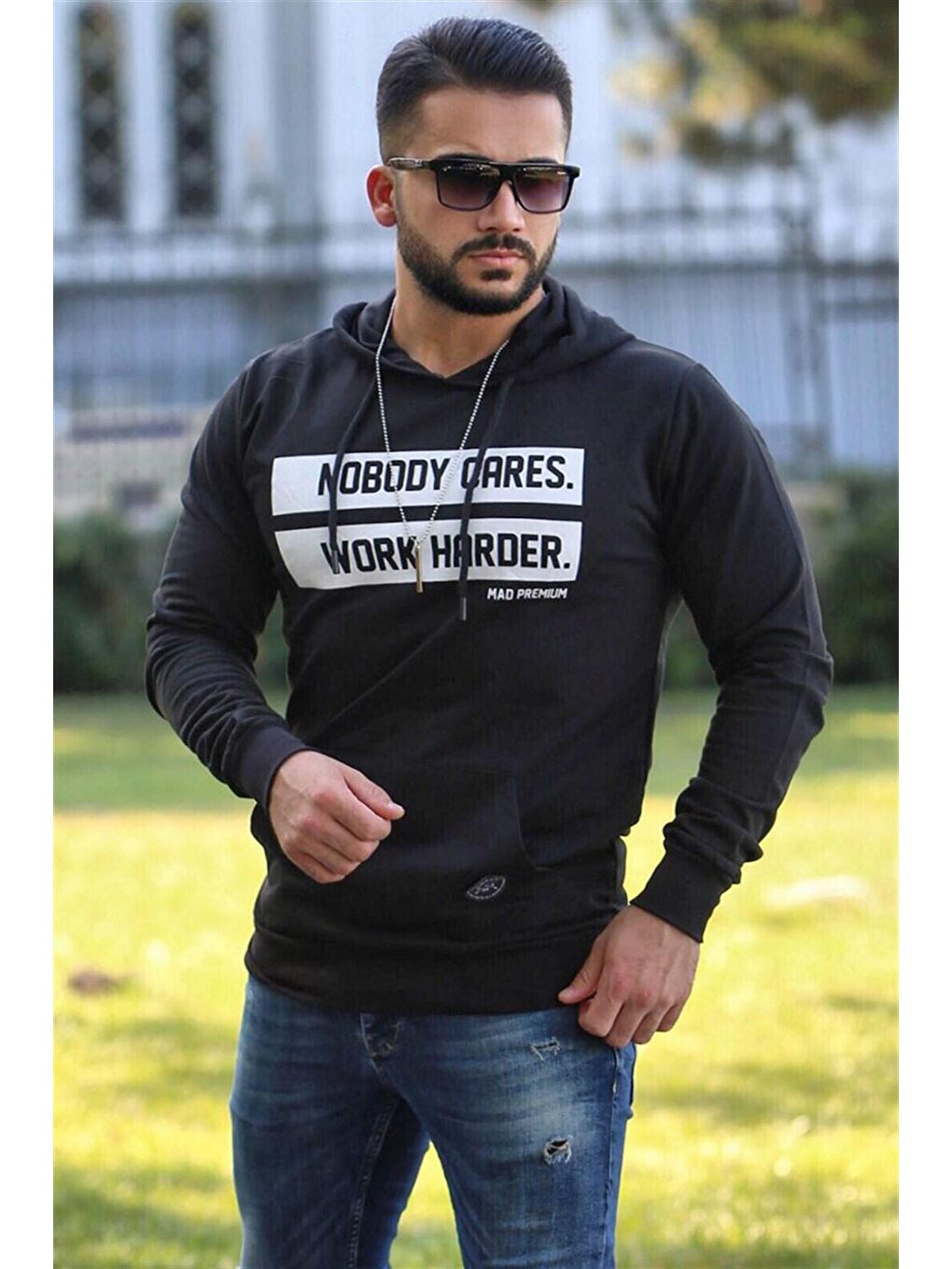 Siyah Baskılı kapüşonlu Sweatshirt 4098-1