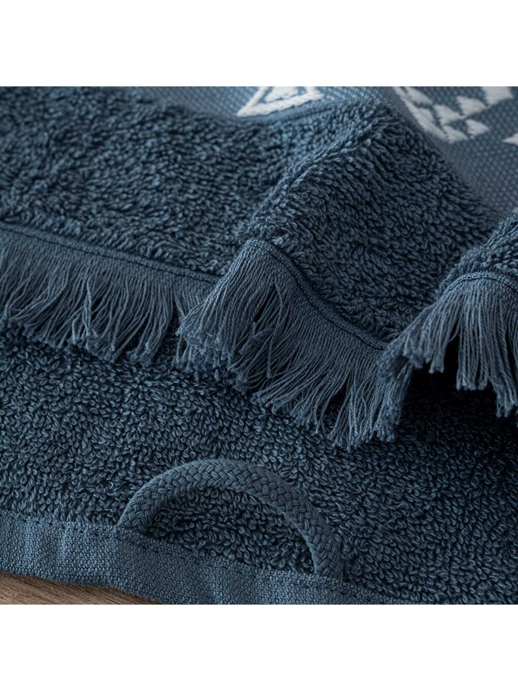 Hereke 3'lü Havlu Seti %100 Pamuk Jakarlı Mavi-3