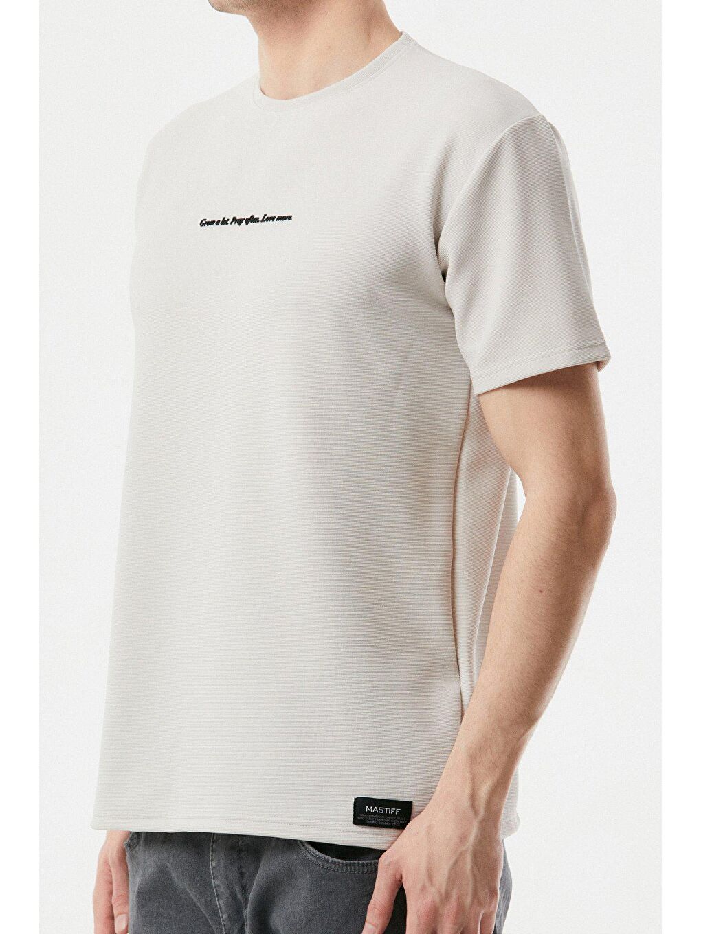 Bej Baskılı Bisiklet Yaka Tişört-3