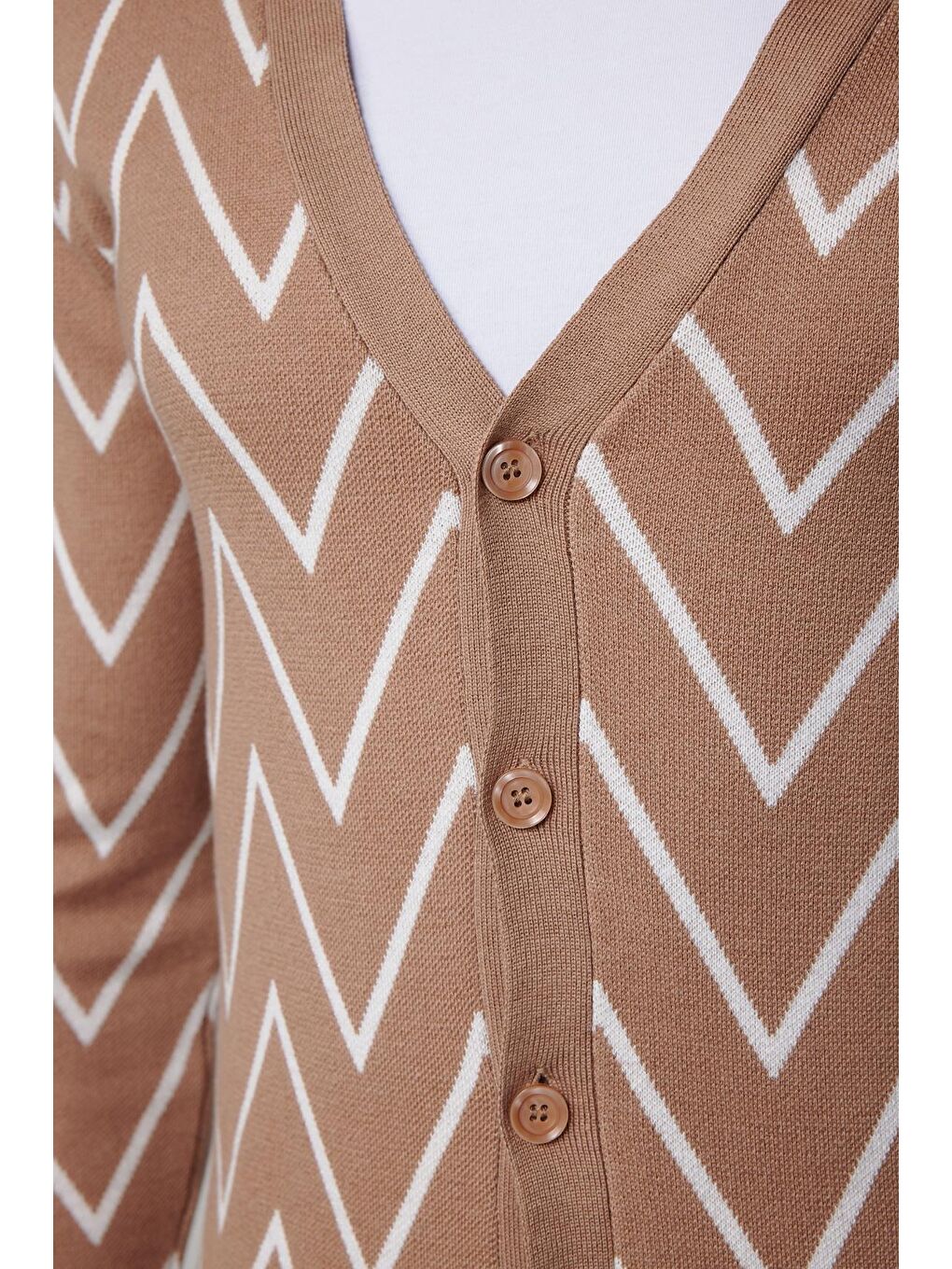 Karışık Erkek Standart Fit Normal Kesim Jakarlı Yumuşak Dokulu Düğmeli Erkek Hırka-3