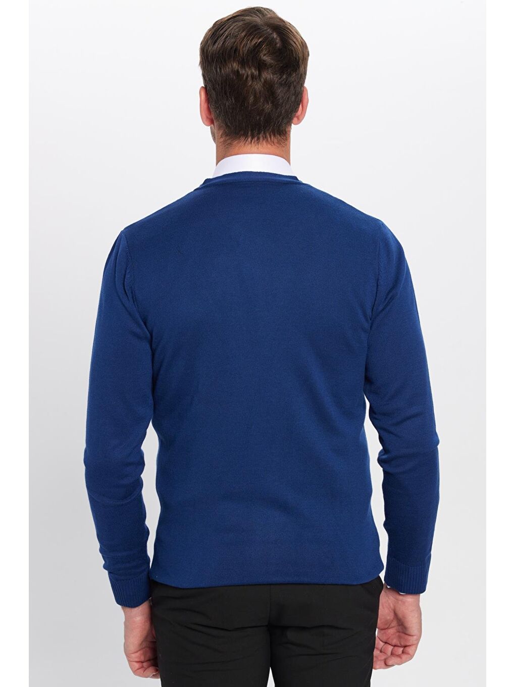 Erkek Standart Fit Normal Kesim Düğmeli Düz Pamuklu Lacivert Hırka-4