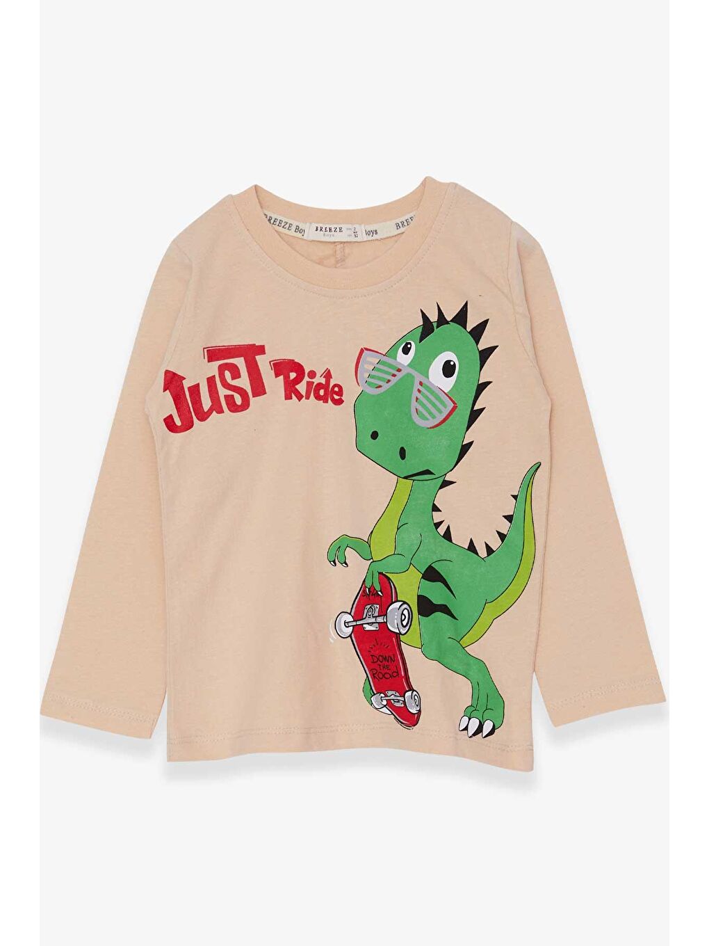 Erkek Çocuk Uzun Kollu Tişört Dinozor Baskılı Bej (2 Yaş)