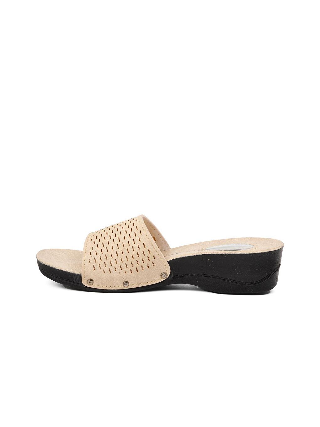 68-791 Bej Tek Bantlı Topuk Jelli Kadın Terlik-1