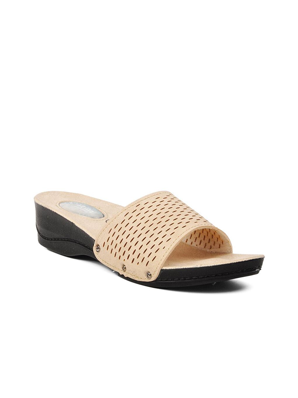 68-791 Bej Tek Bantlı Topuk Jelli Kadın Terlik-2