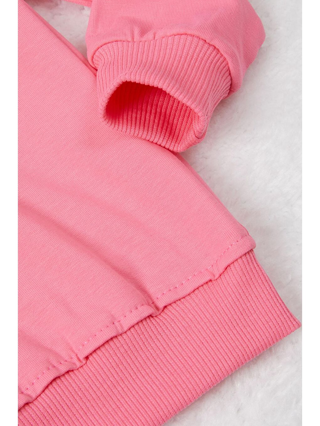 Pembe Tavşan Nakışlı Yazılı Kız Çocuk Sweatshirt 16943-2