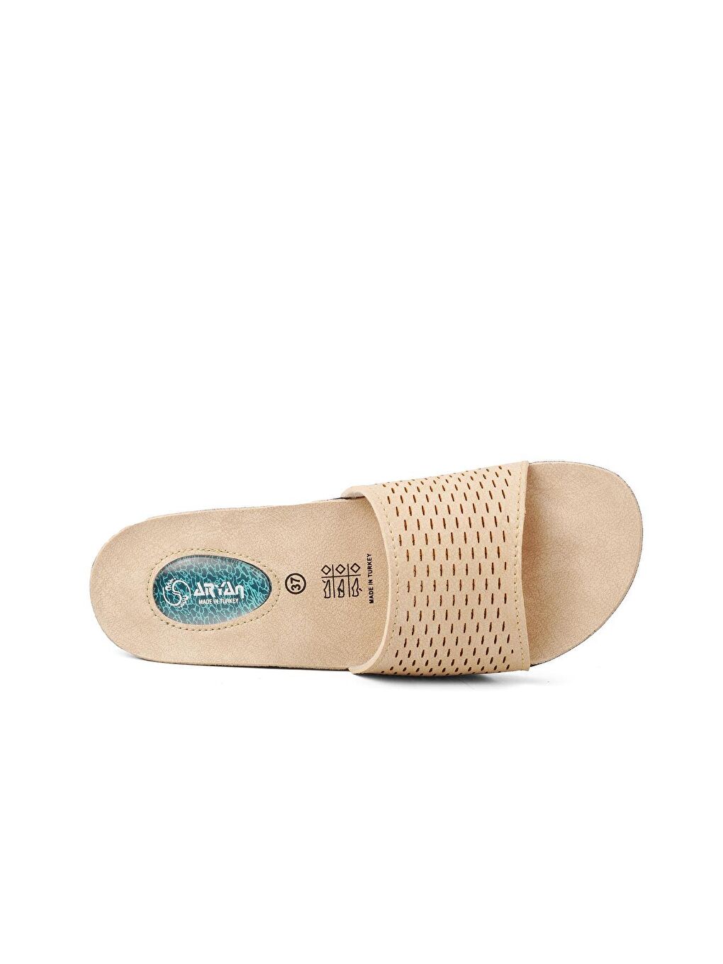 68-791 Bej Tek Bantlı Topuk Jelli Kadın Terlik-4