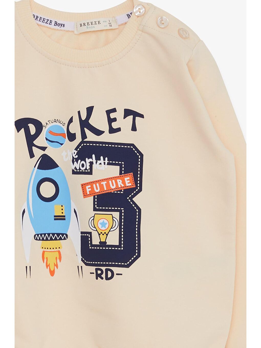 Breeze Krem Erkek Bebek Sweatshirt Roket Baskılı Krem (1.5 Yaş) - 6