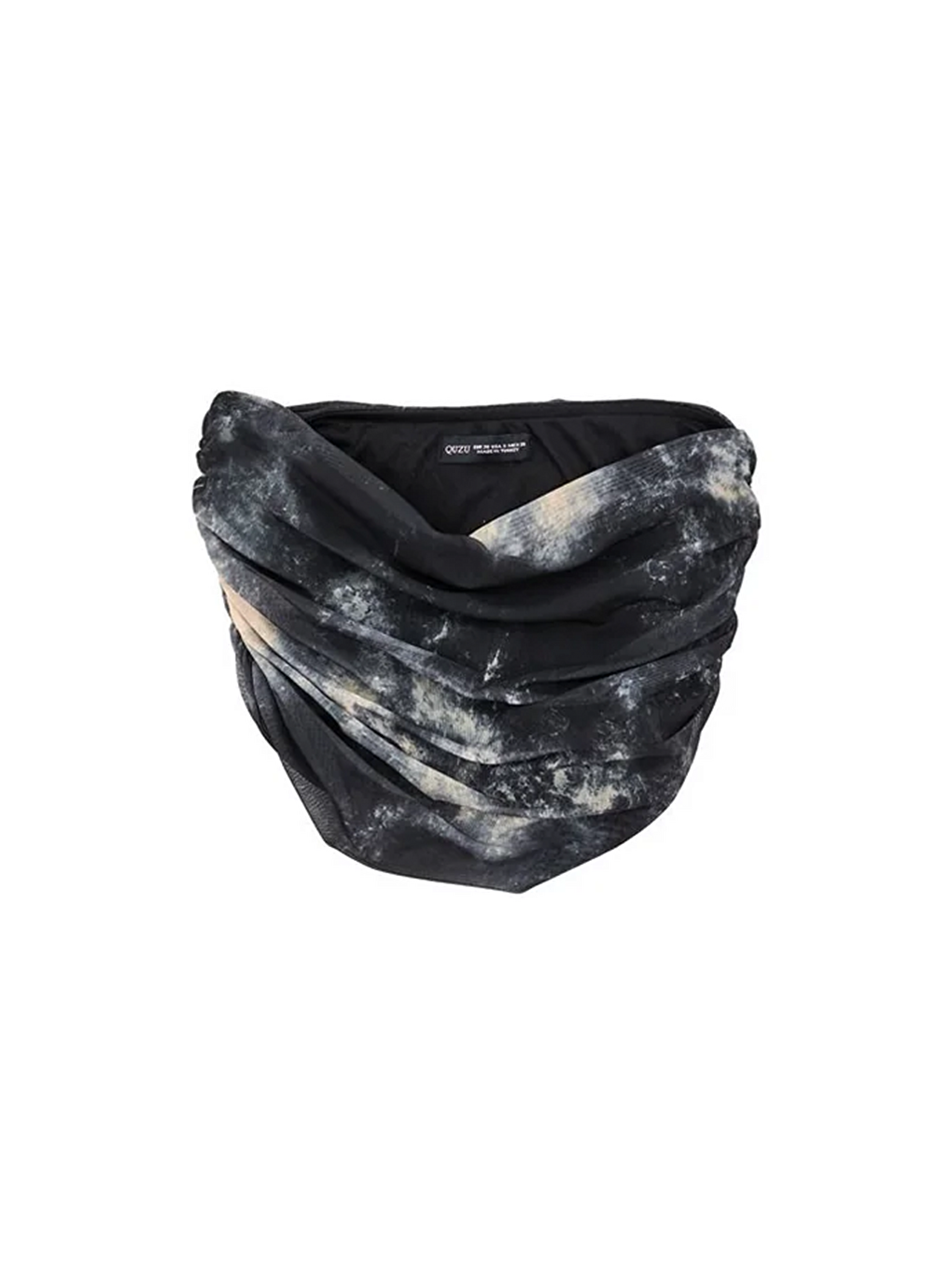 Desenli Straplez Tül Bluz Siyah-1