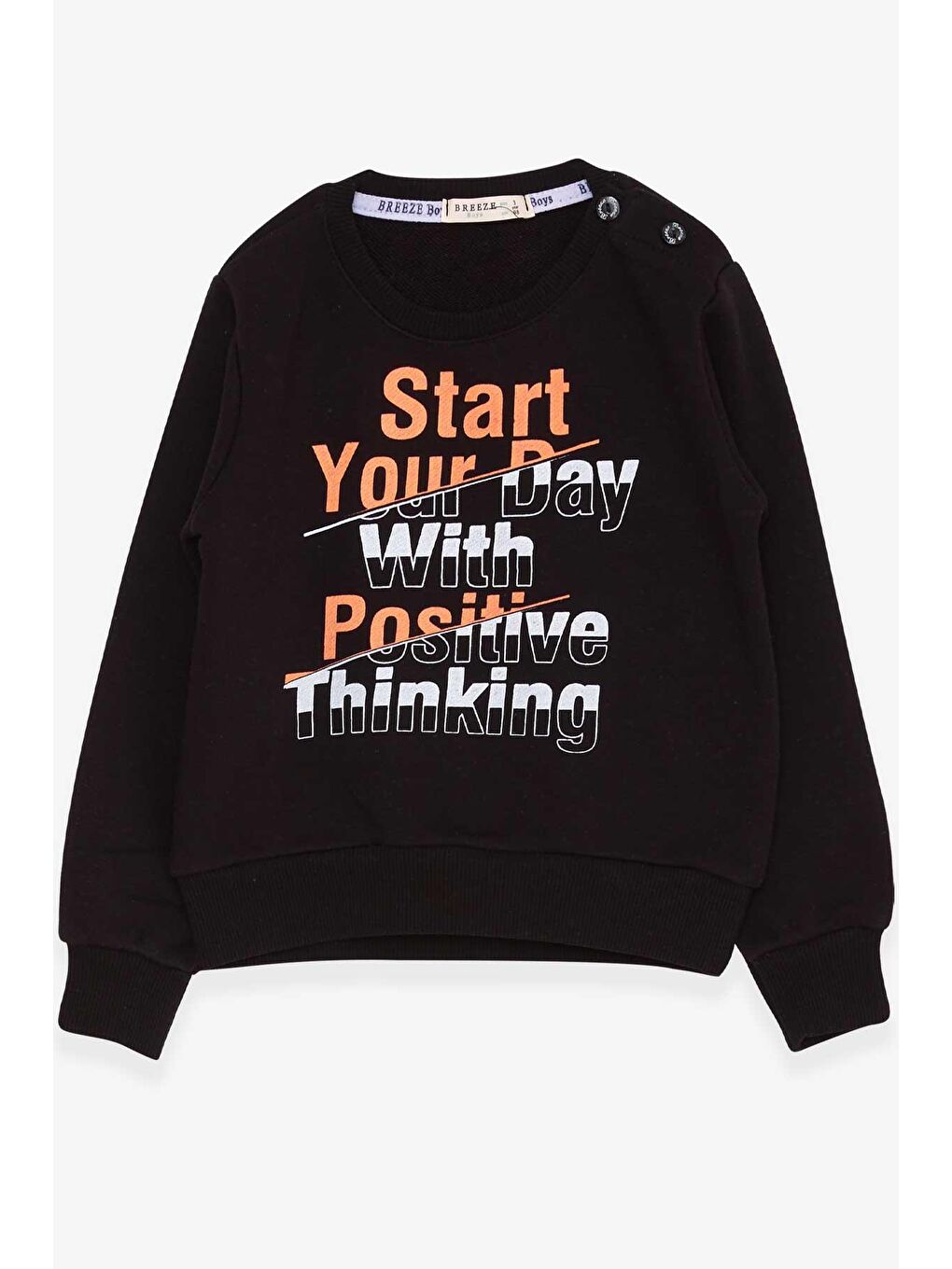 Erkek Çocuk Sweatshirt Yazı Baskılı Siyah (2-6 Yaş)