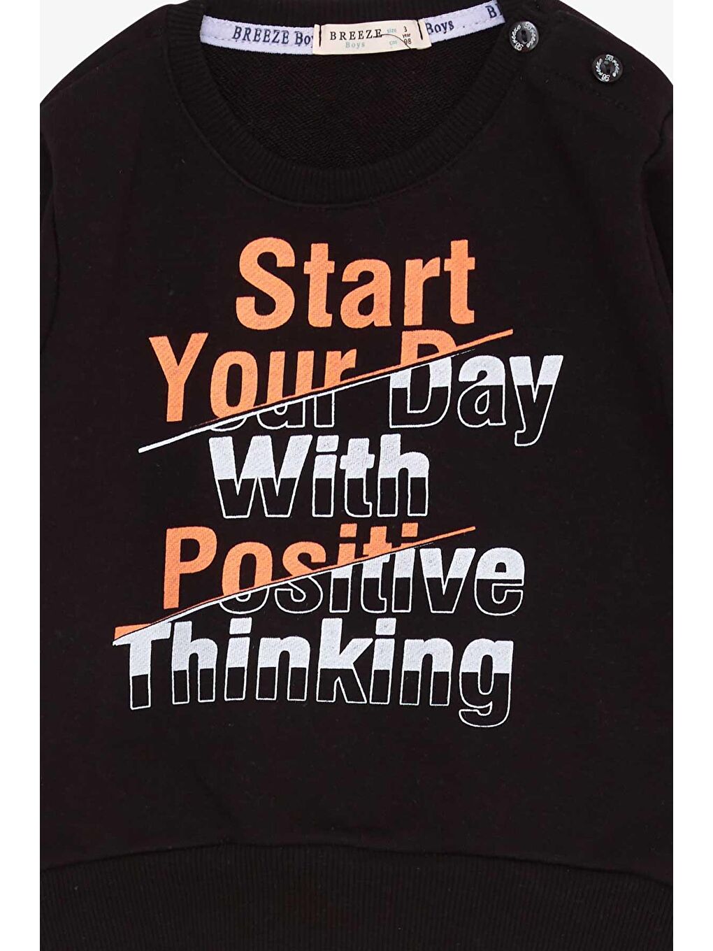 Erkek Çocuk Sweatshirt Yazı Baskılı Siyah (2-6 Yaş)-2