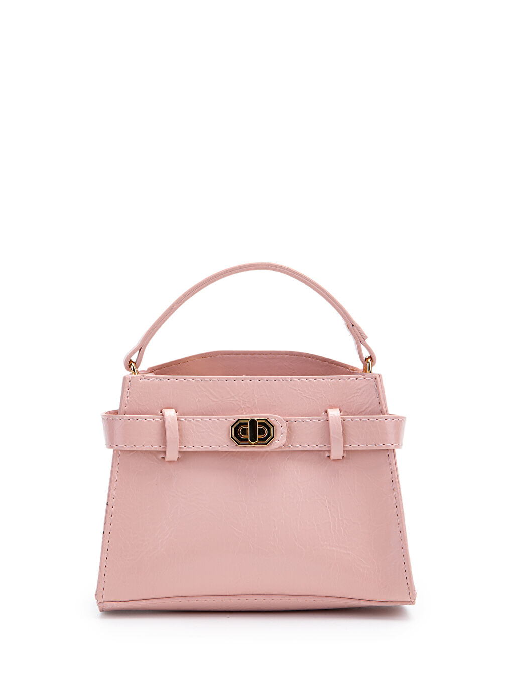 Pembe Kilit Aksesuar Kemer Detaylı Jessie Kadın Çapraz Çanta Pudra