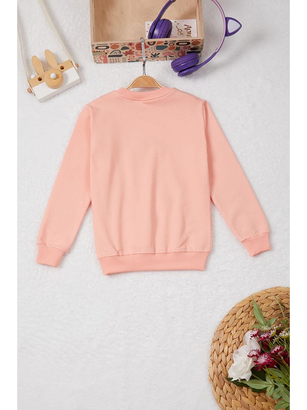 Pembe Life Kids Club Somon Tavşan Nakışlı Yazılı Kız Çocuk Sweatshirt 16945 - 3