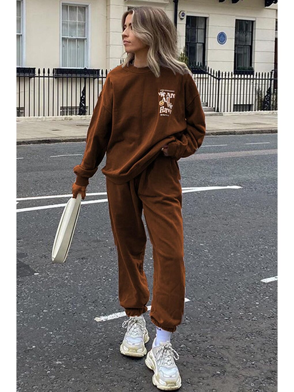 Kahverengi Kadın Eşofman Takım Mg1278