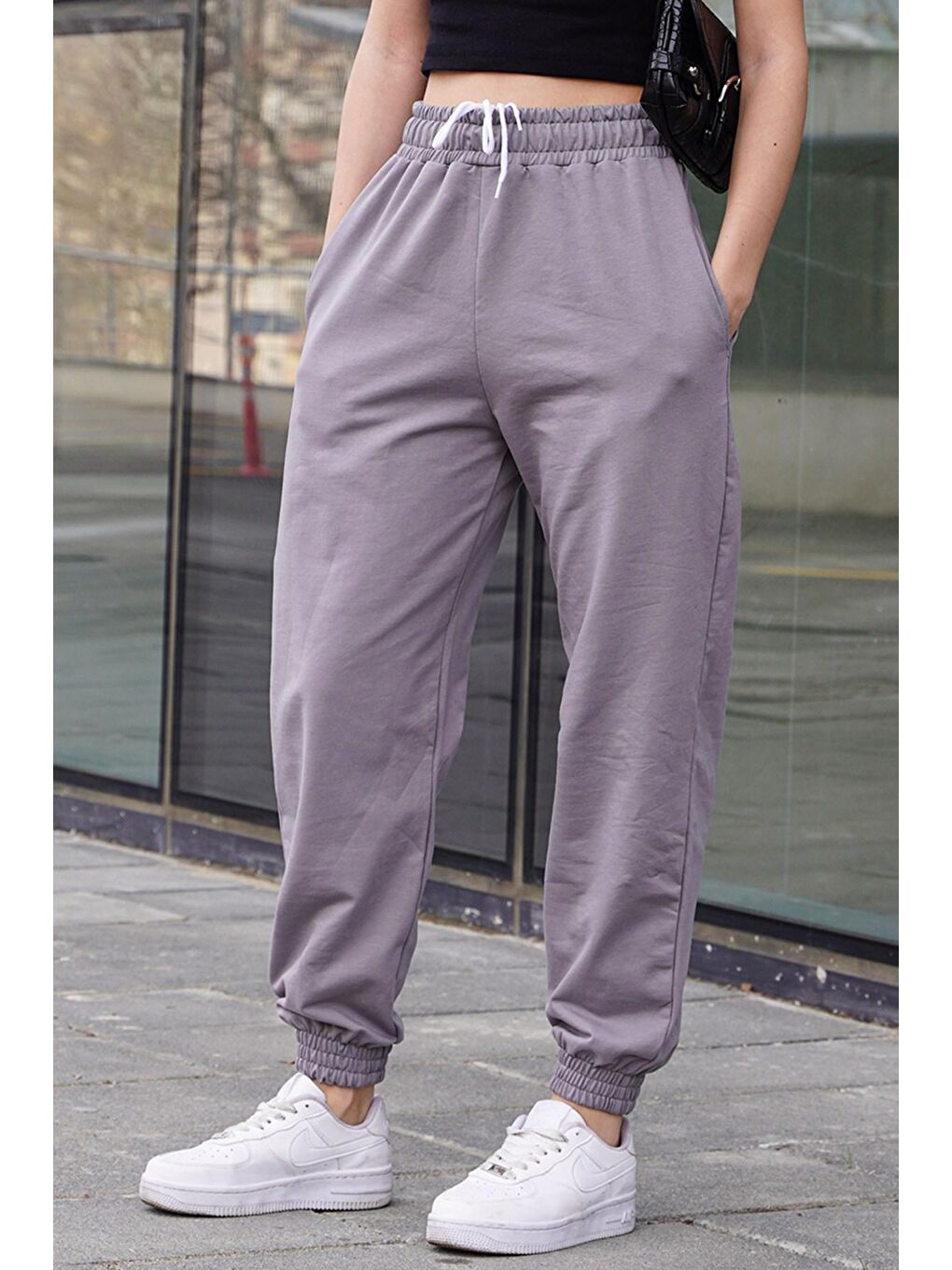 Boyalı Gri Comfort Fit Basic Eşofman Altı Mg1635