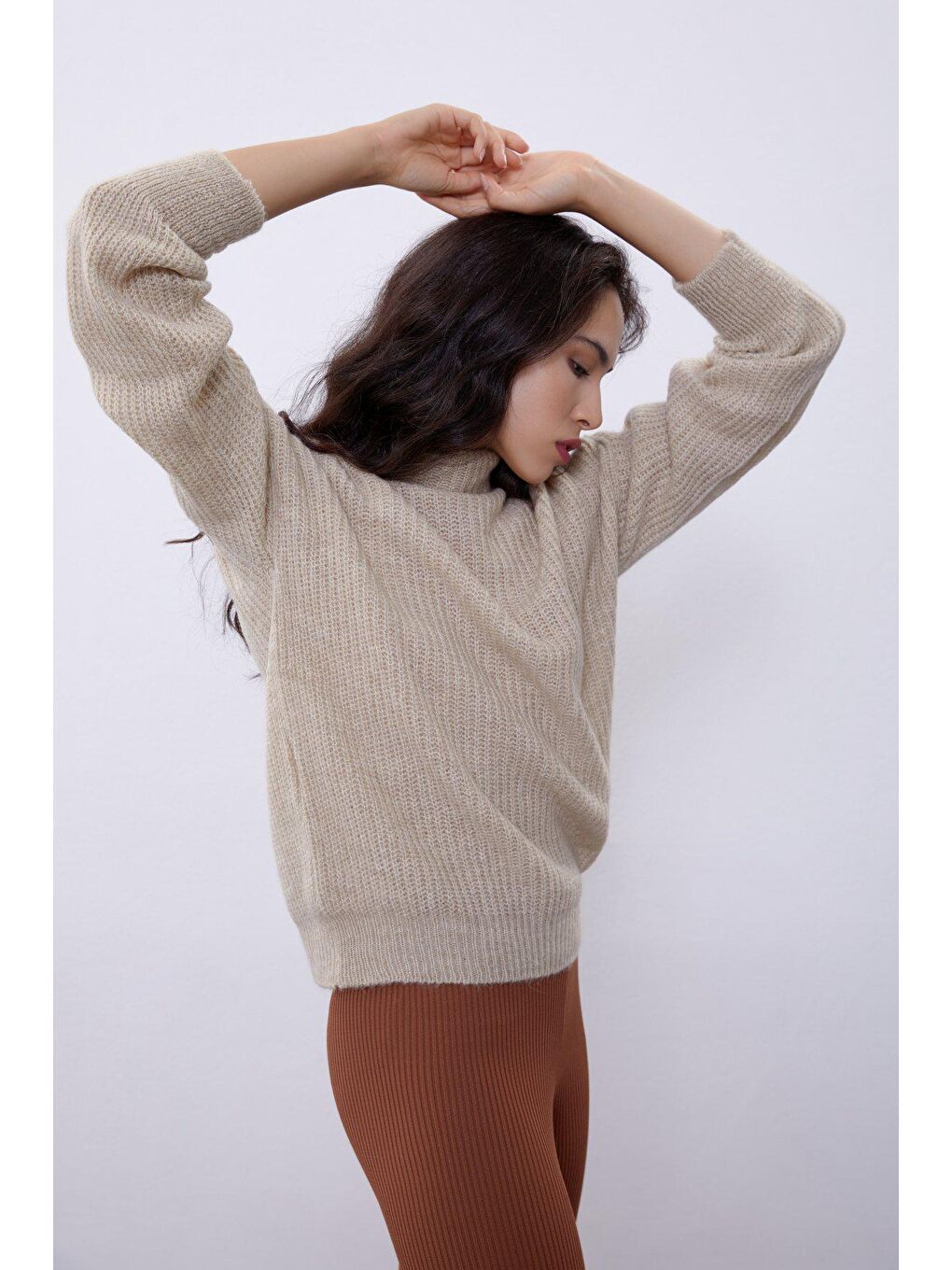 Bej Kısa Tüp Kazak SWK4333BJ-3