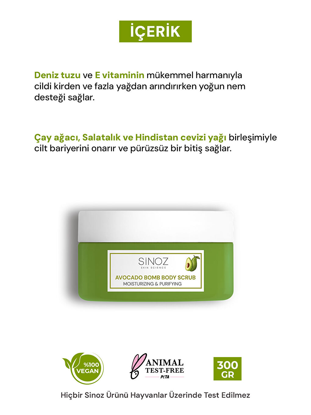 Avokado Bomb Nemlendirici ve Arındırıcı Vücut Peelingi 300 Gr-2