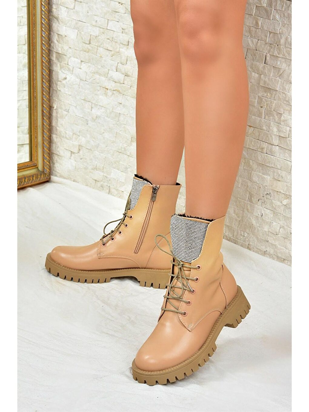 Bej L4301455 Ten Kadın Bot-1