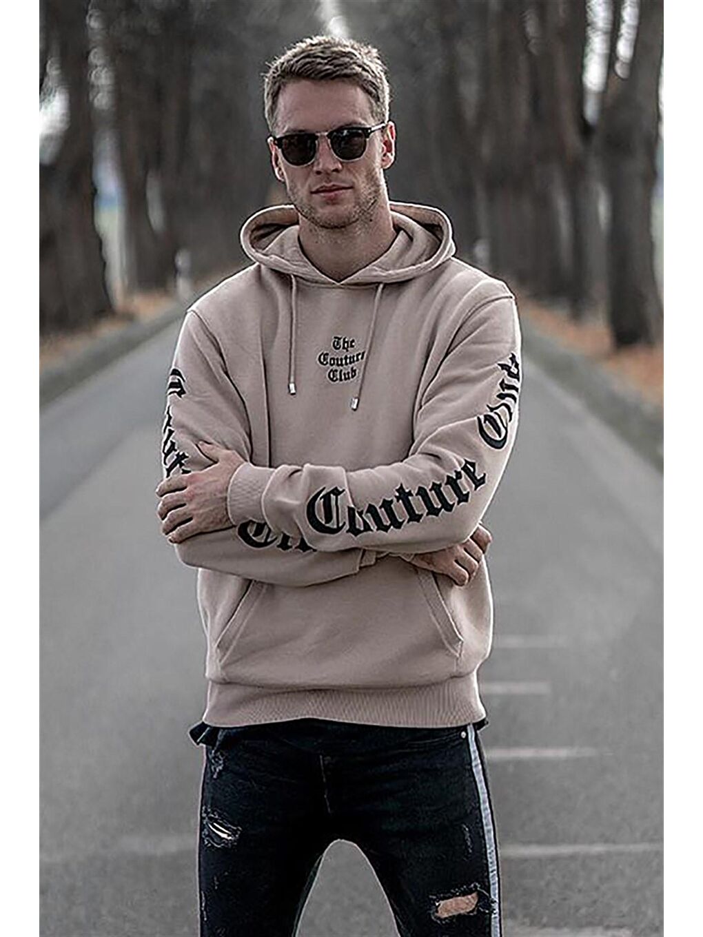 Madmext Deve Tüyü Camel Baskılı kapüşonlu Sweatshirt 2877