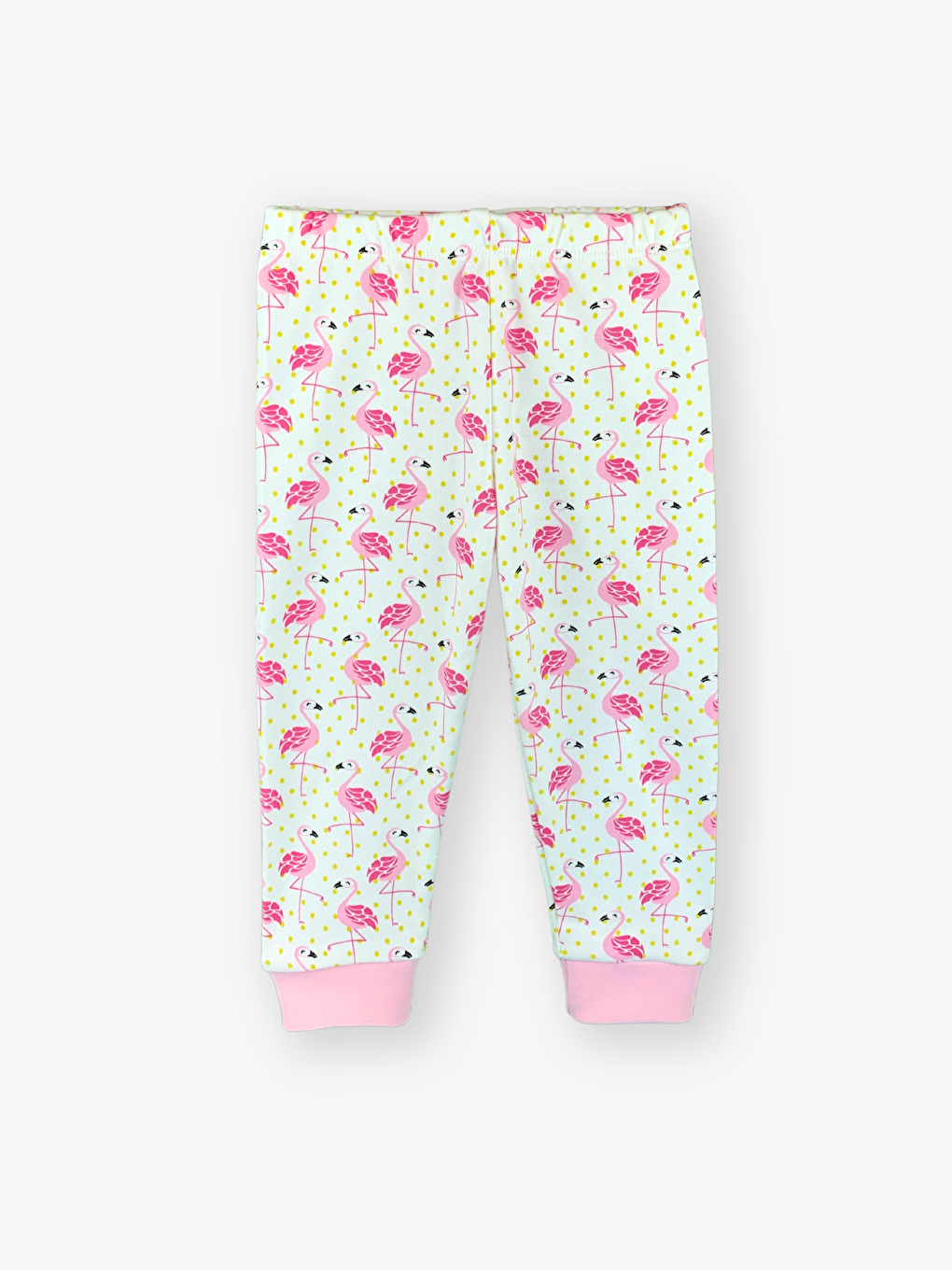 Ekru Bisiklet Yaka Uzun Kollu Kız Bebek Pijama Takımı-2