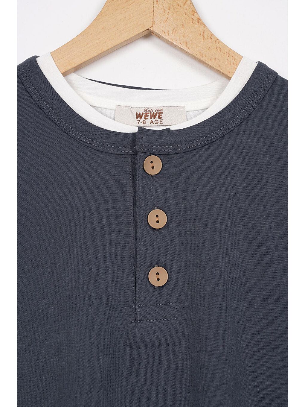 Gri Patlı Düğmeli Erkek Çocuk Tişört-1