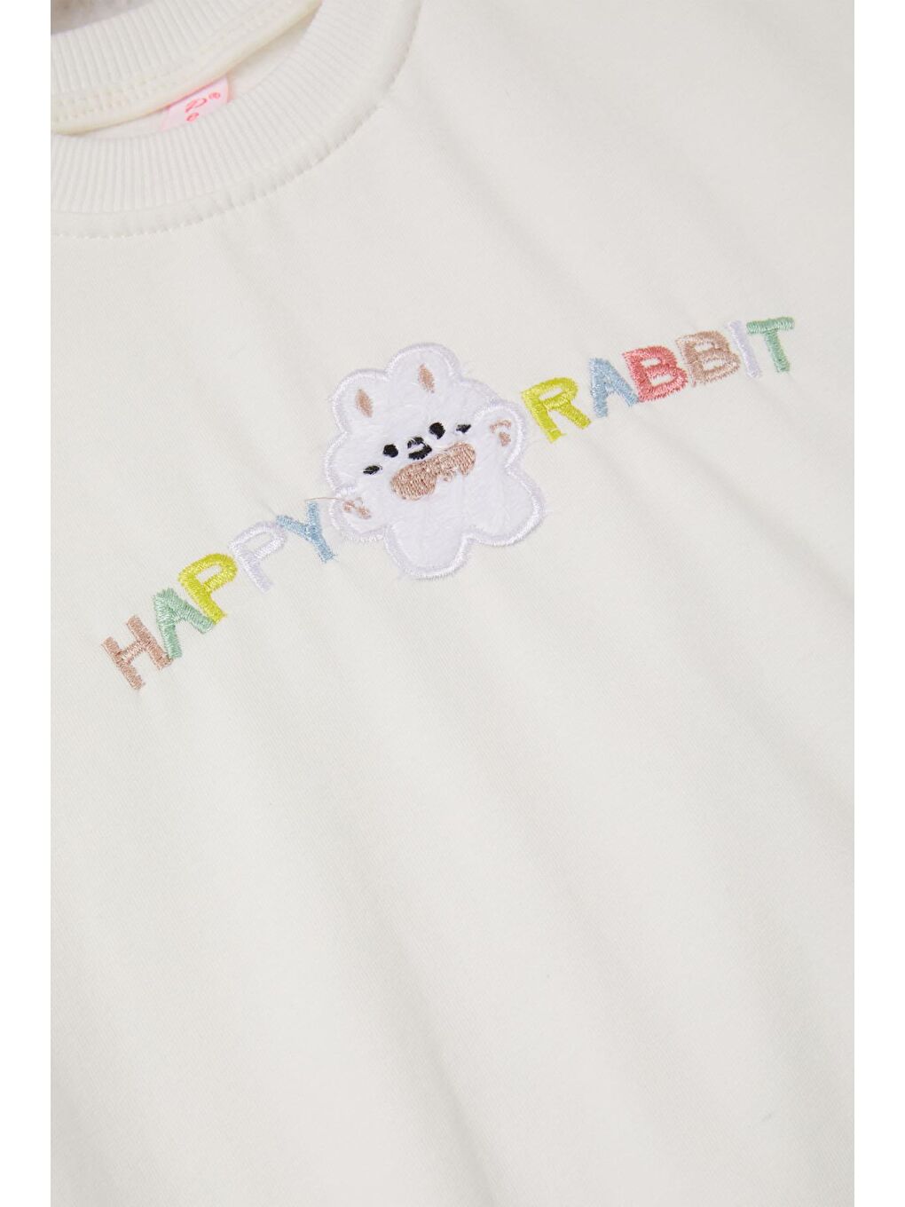 Ekru Tavşan Nakışlı Yazılı Kız Çocuk Sweatshirt 16946-1