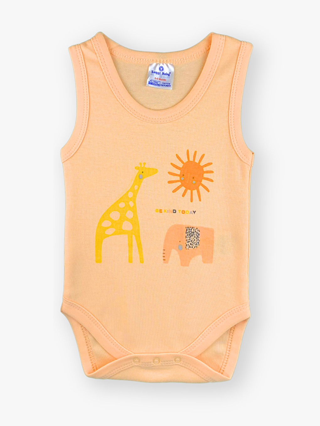 Ekru Bisiklet Yaka Baskılı Kız Bebek Çıtçıtlı Body 2'li-1