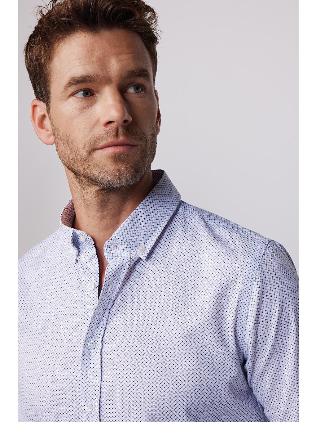 Karışık Slim Fit Desenli Pamuklu Kolay Ütü Erkek Gömlek-1