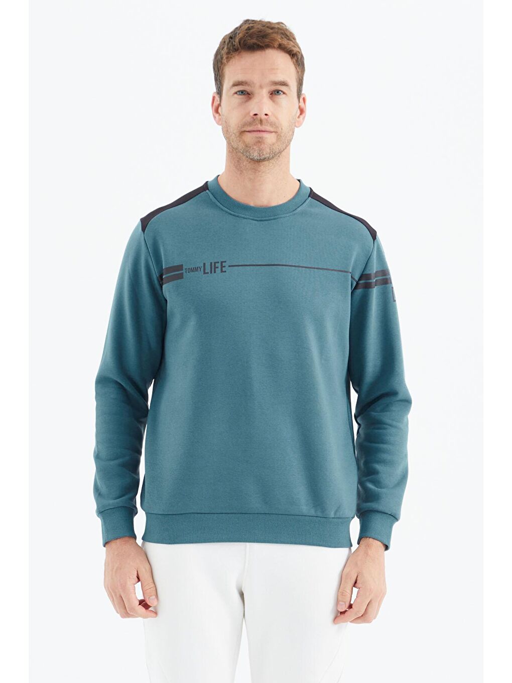 Orman Yeşili O Yaka Rahat Form Erkek Sweatshirt - 88316