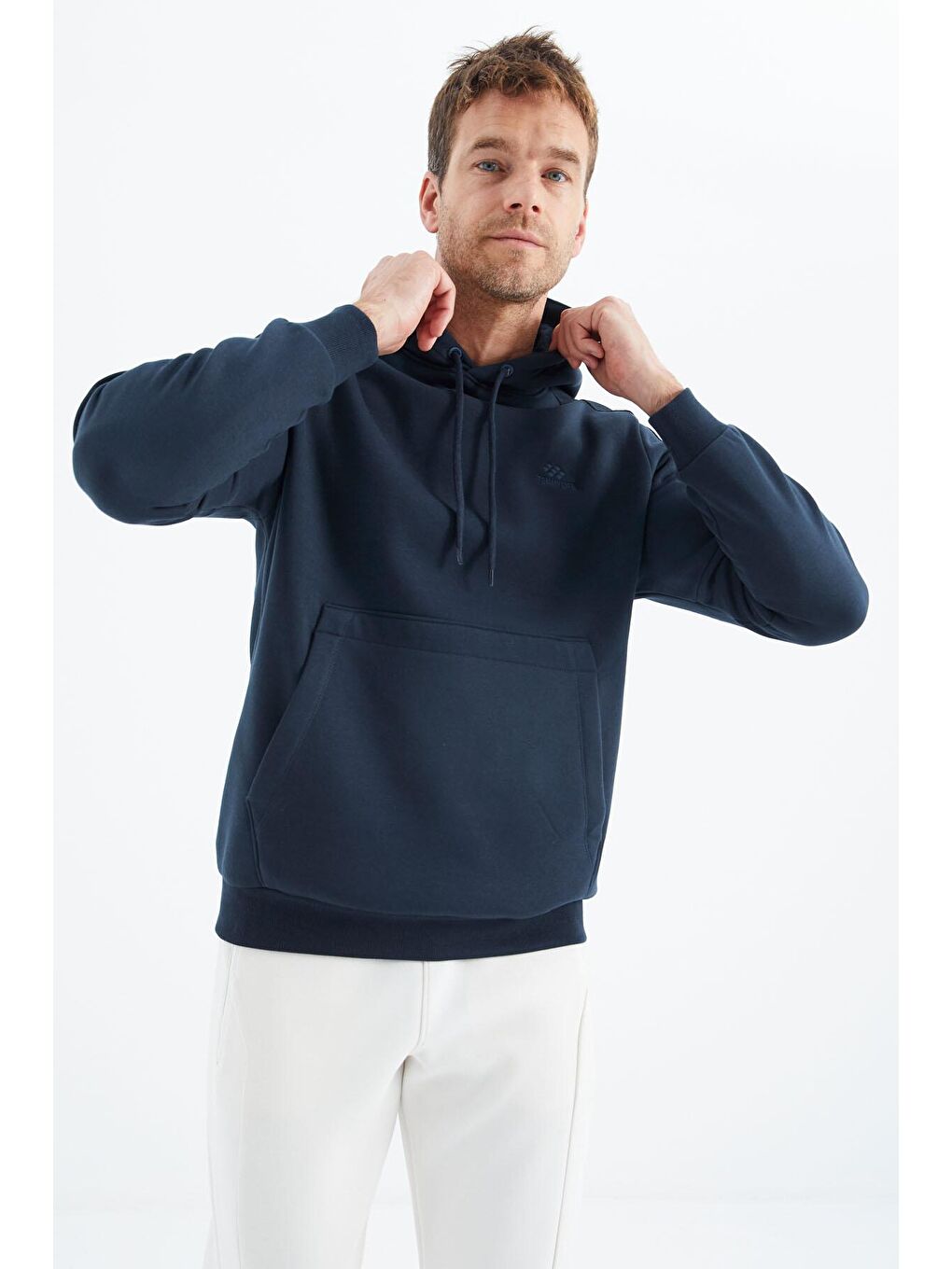 TOMMYLIFE İndigo Kapüşonlu Erkek Sweatshirt - 88315 - 4