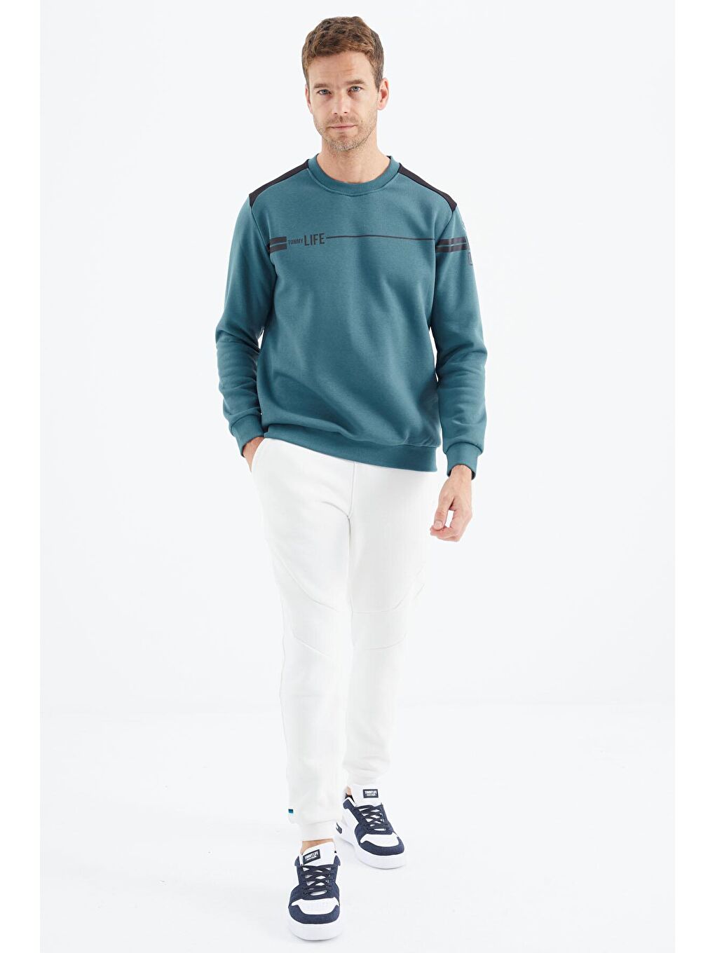 Orman Yeşili O Yaka Rahat Form Erkek Sweatshirt - 88316-3