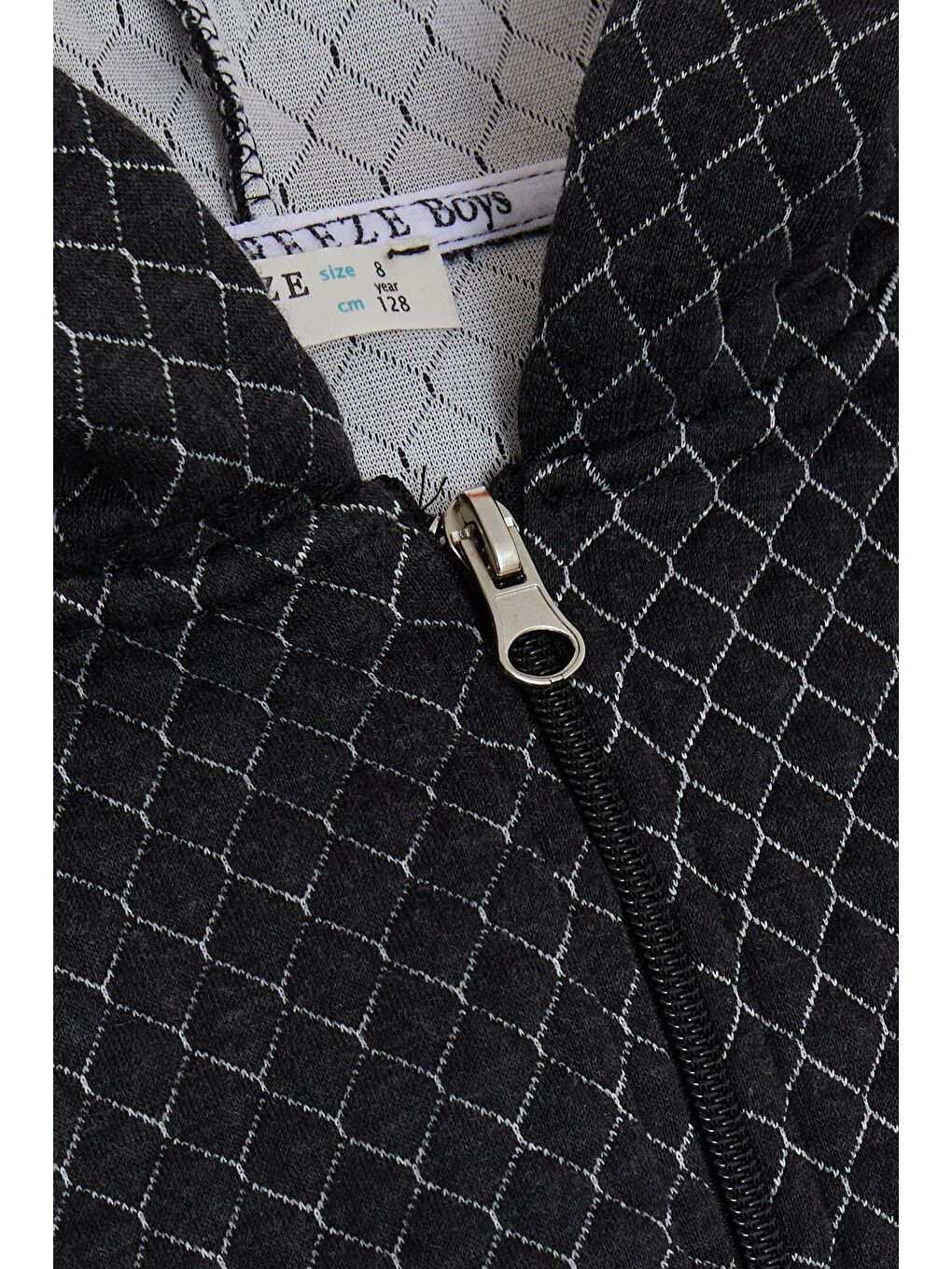 Erkek Çocuk Hırka Kapüşonlu Fermuarlı Armalı Antrasit (10 Yaş)-2