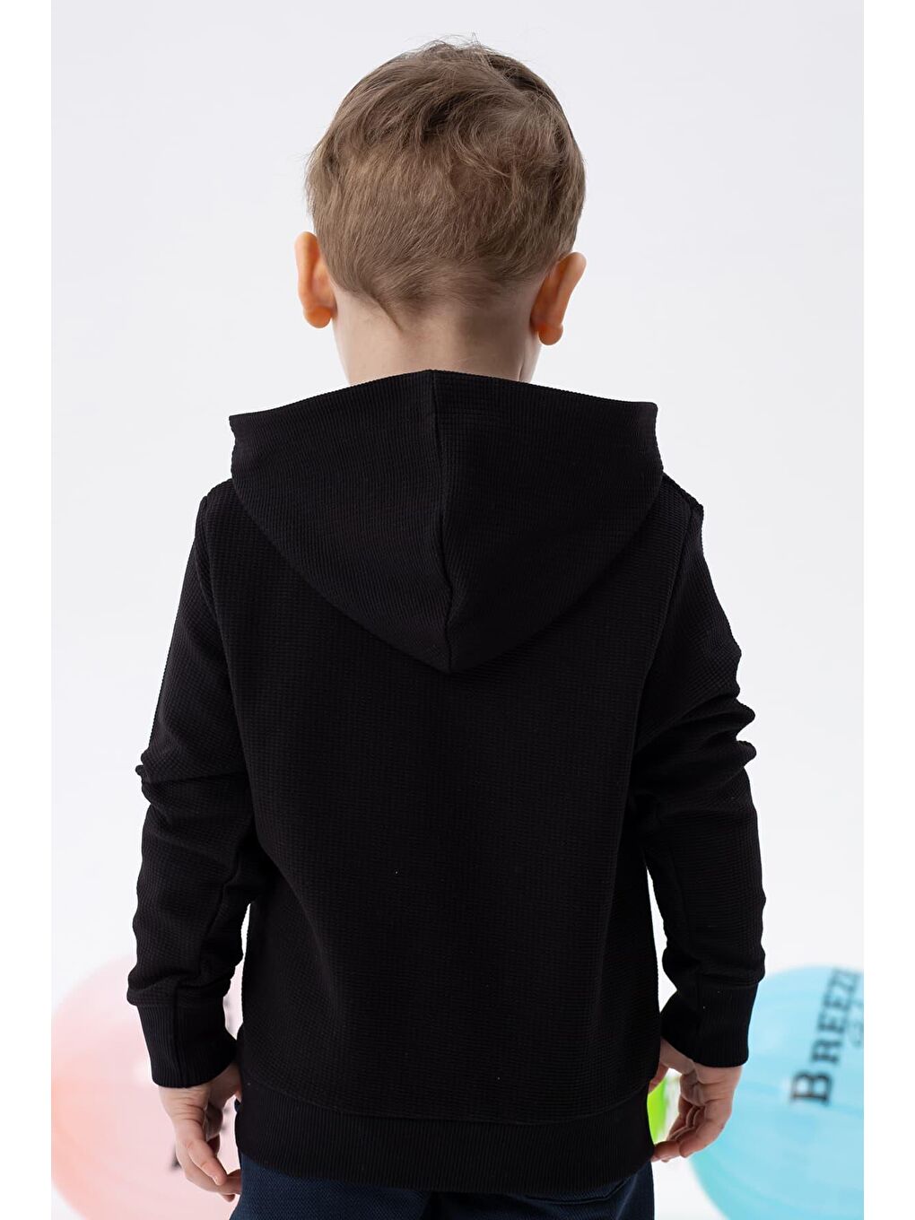 Erkek Çocuk Hırka Fermuarlı Kapüşonlu Siyah (3 Yaş)-1