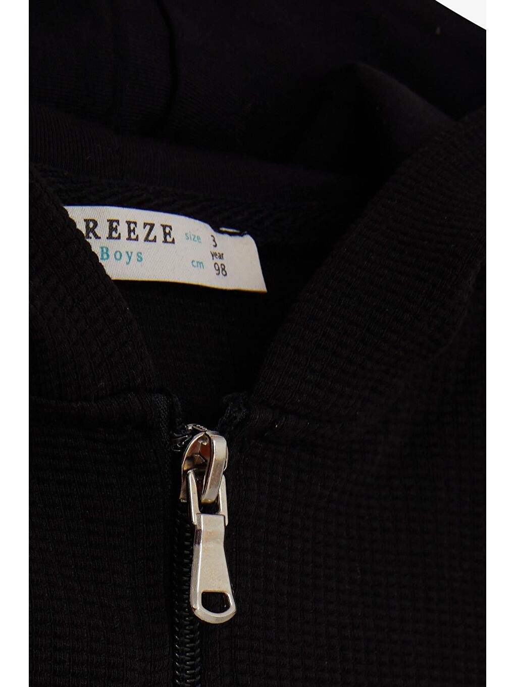 Erkek Çocuk Hırka Fermuarlı Kapüşonlu Siyah (3 Yaş)-4