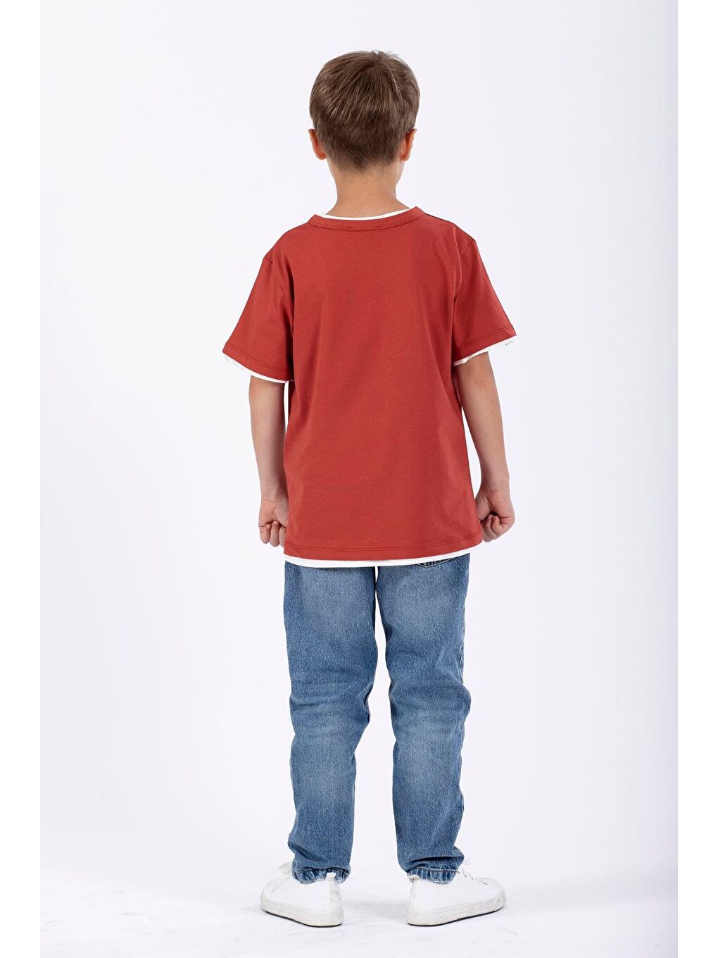 Gri Patlı Düğmeli Erkek Çocuk Tişört-2